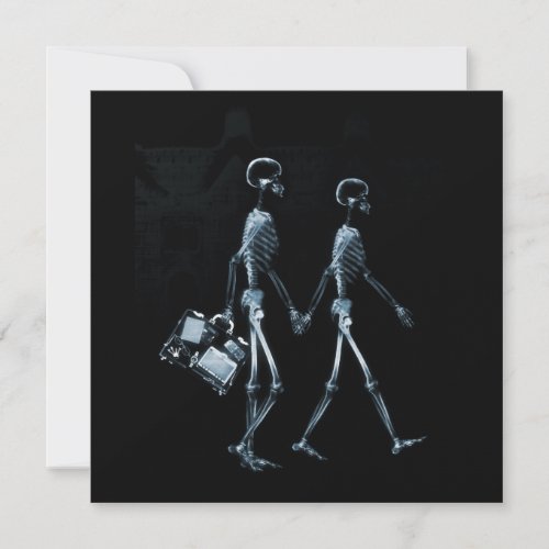 Couple Traveling X-Ray Vision Skeletons - Blue Custom Announcements