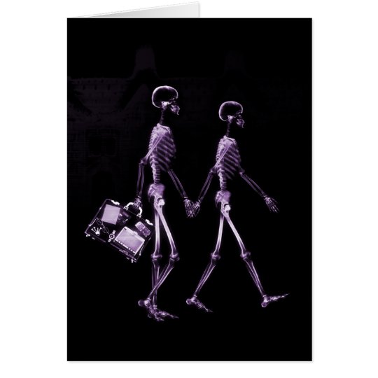 Couple Traveling X-Ray Vision Skeletons - Purple Card