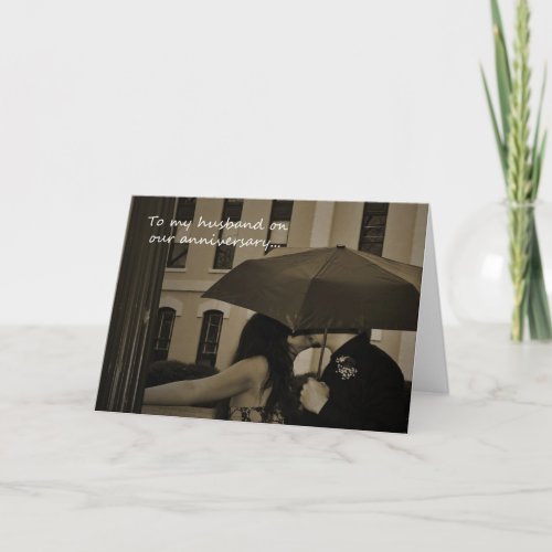 Couple Under an Umbrella Husband Anniversary Card
