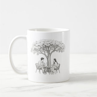 Couple Under Tree Coffee Date Coloring Page Art Mug