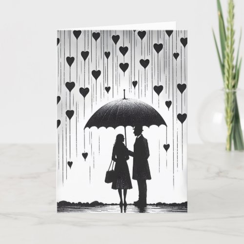 Couple under Umbrella Valentines Day Greeting Card