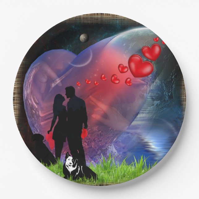 Couple Valentine Picnic Paper Plates (Front)