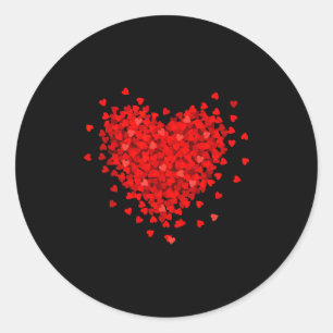 Couple Valentine Red Love Heart Classic Round Sticker