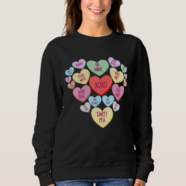 Couple Valentine s Day Heart Candy Conversation Sweatshirt (Front)