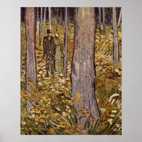 couple walk in the woods by Vincent van Gogh Poster