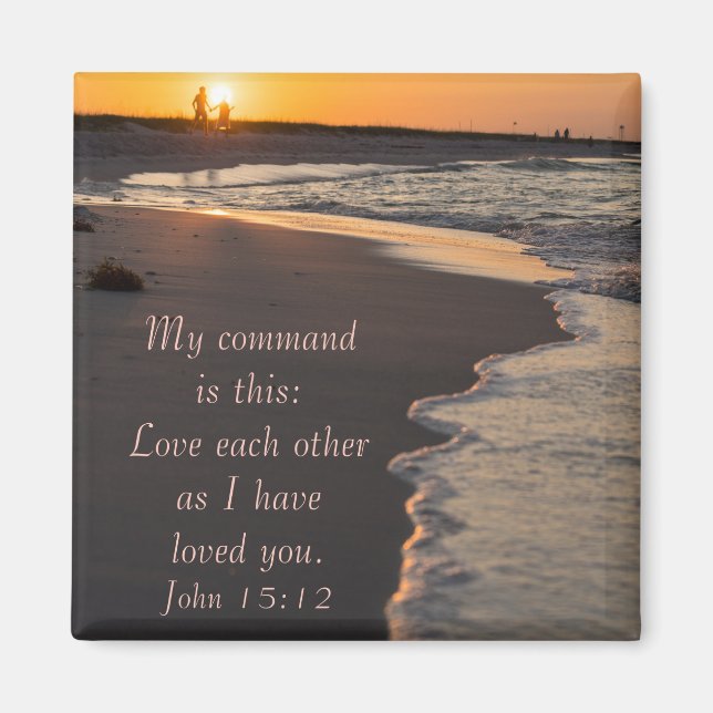 Couple Walking Beach At Sunrise John 15 12 Magnet (Front)