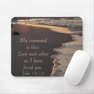 Couple Walking Beach At Sunrise John 15 12 Mouse Pad