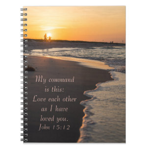 Couple Walking Beach At Sunrise John 15 12 Notebook