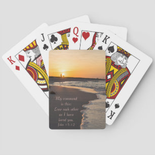 Couple Walking Beach At Sunrise John 15 12 Poker Cards