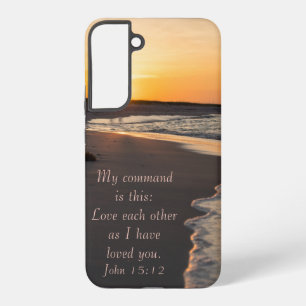Couple Walking Beach At Sunrise John 15 12 Samsung Samsung Galaxy S22+ Case