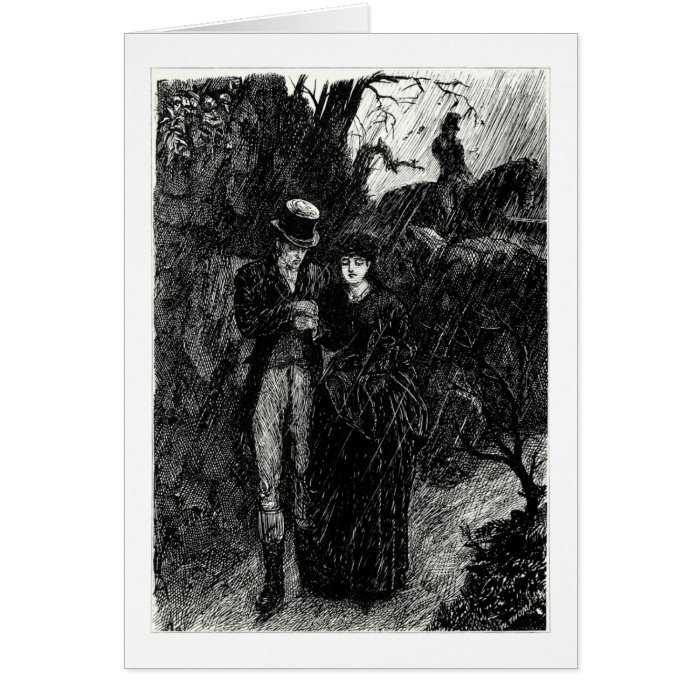 Couple walking in the rain cards