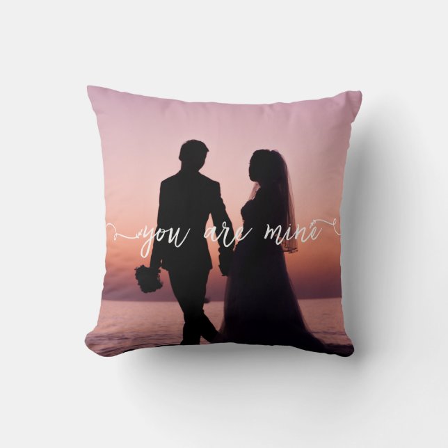 Couple Wedding Anniversary Custom Photo Keepsake Throw Pillow (Front)