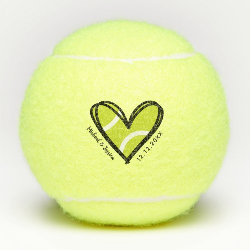 Couple Wedding Anniversary Heart Date  Names Love Tennis Balls