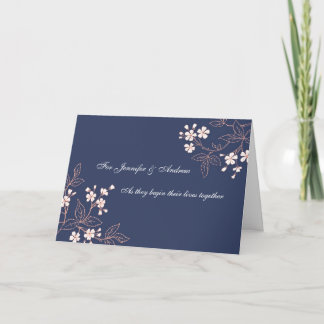 Couple Wedding Congratulations Card Blue Floral