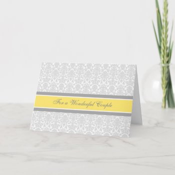 Couple Wedding Congratulations Card Lemon Gray by DreamingMindCards at Zazzle