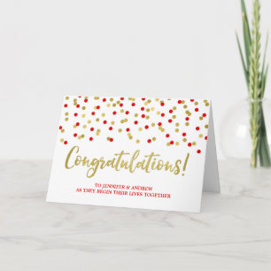 Couple Wedding Congratulations Gold Red Card