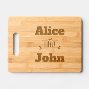 Couple Wedding Custom Names Pot Holders Engraved Cutting Board