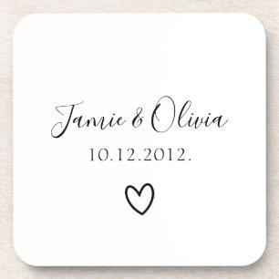 Couple Wedding date Married couple gift Beverage Coaster