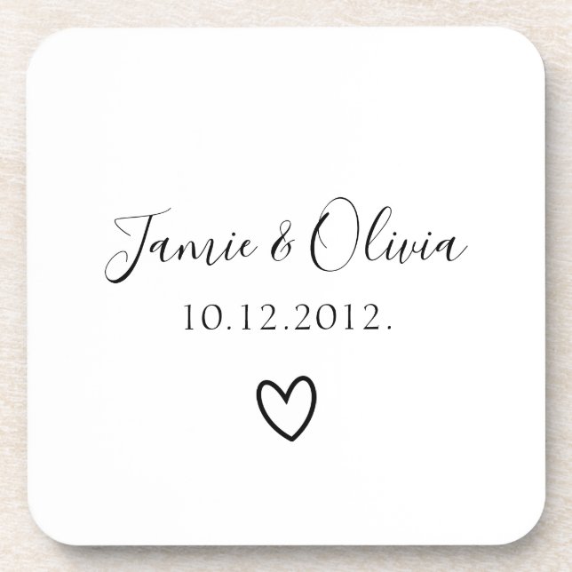 Couple Wedding date Married couple gift Beverage Coaster (Front)