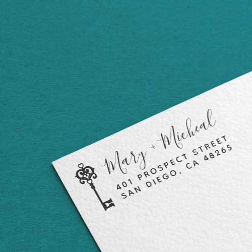 Couple Wedding Key New Home Elegant Minimalist Self_inking Stamp