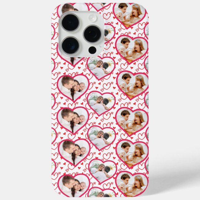 Couple Wedding Love 3 Photo Heart Pattern Case-Mate iPhone Case (Back)