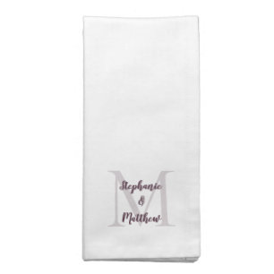 Couple Wedding Monogram Initial Names Chic Purple Cloth Napkin