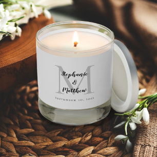 Couple Wedding Monogram Initial Names Date Black Scented Candle
