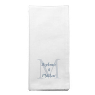 Couple Wedding Monogram Initial Names Dusty Blue Cloth Napkin
