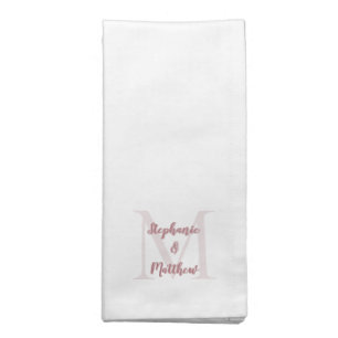 Couple Wedding Monogram Initial Names Dusty Rose Cloth Napkin