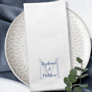 Couple Wedding Monogram Initial Names Modern Blue Cloth Napkin