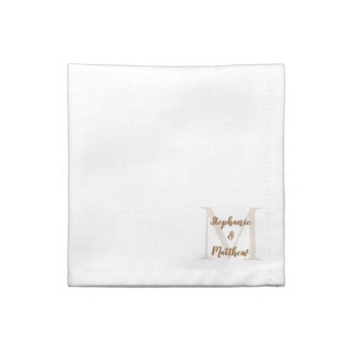 Couple Wedding Monogram Initial Names Modern Brown Cloth Napkin