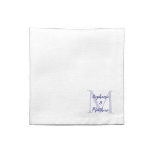 Couple Wedding Monogram Initial Names Periwinkle  Cloth Napkin