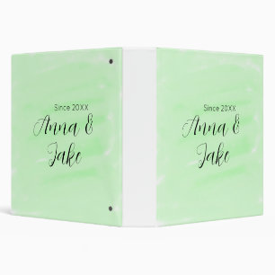 Couple wedding name date green watercolor pastel l 3 ring binder