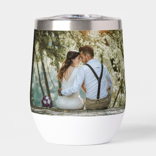  Couple Wedding Photo Add  Your Favorite Picture Thermal Wine Tumbler (Front)