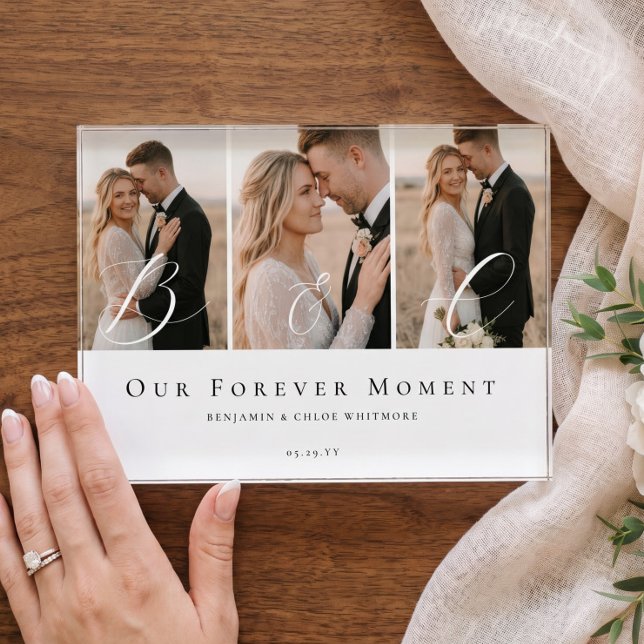 Couple Wedding Photo Collate Keepsake Monogram  Acrylic Award (Couple Wedding Photo Collate Keepsake Monogram Acrylic Award)