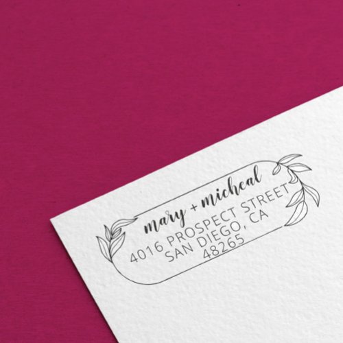 Couple Wedding Return Address Elegant Minimalist Rubber Stamp