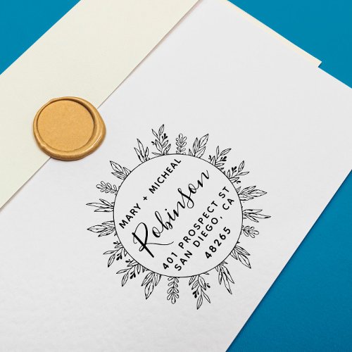 Couple Wedding Return Address Elegant Minimalist Self_inking Stamp