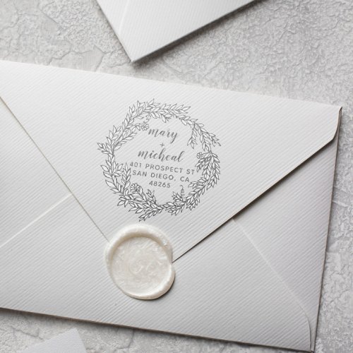 Couple Wedding Return Address Elegant Minimalist Self_inking Stamp