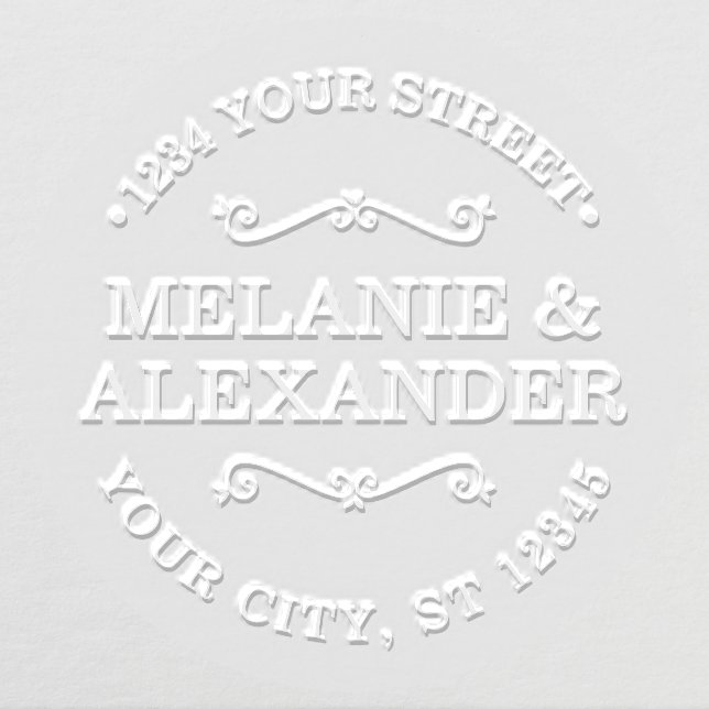 Couple Wedding Round Name Return Address Monogram Embosser (Design)