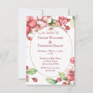 Couple Wedding Shower Red Cherries and Blossoms Invitation