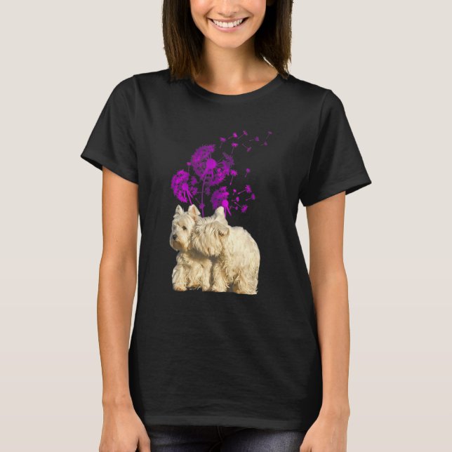 Couple Westies Dandelion Valentine's Day T-Shirt (Front)