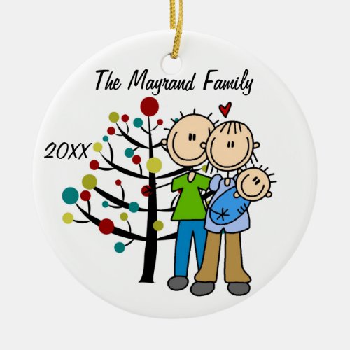 Couple With Baby Boy Custom Holiday Ornament