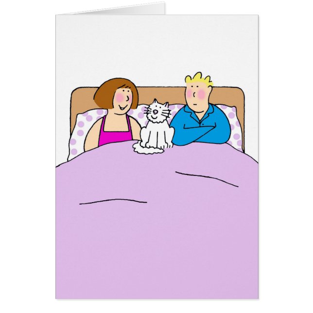 Couple with Cat Threesome Cartoon Humor (Front)