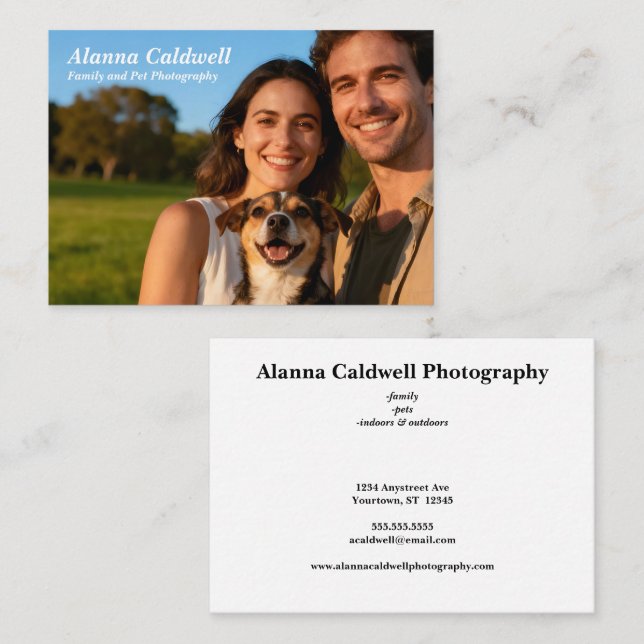 Couple with Dog Photographer Real Estate  Business Card (Front/Back)