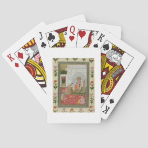 Couple with female attendants and musicians poker cards