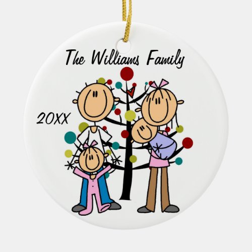 Couple With Girl Baby Boy Custom Holiday Ornament