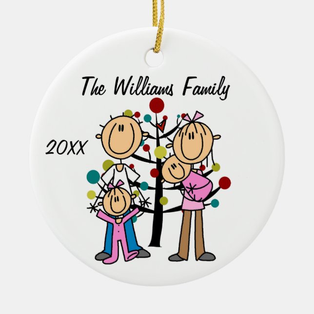 Couple With Girl, Baby Girl Custom  Ceramic Ornament (Front)
