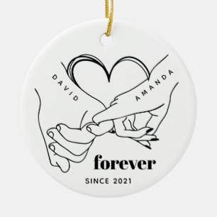 Couple with name Custom Anniversary Gift Idea Ceramic Ornament