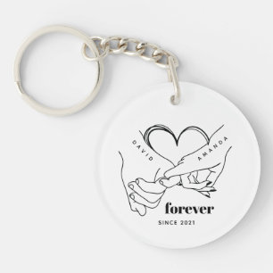 Couple with name Custom Anniversary Gift Idea Keychain