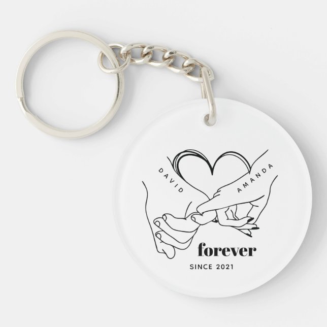 Couple with name Custom Anniversary Gift Idea Keychain (Front)